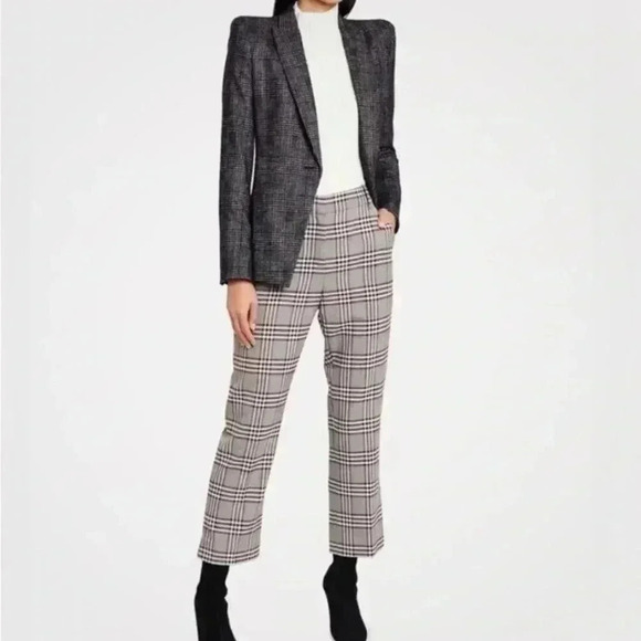 Veronica Beard Brock Dickey Jacket 0 Blazer Wool Grey Plaid Strong Shoulder $695 - Picture 3 of 16